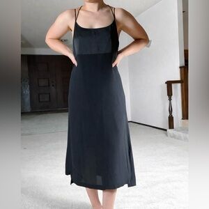 Madewell silk black slip dress size 6‎